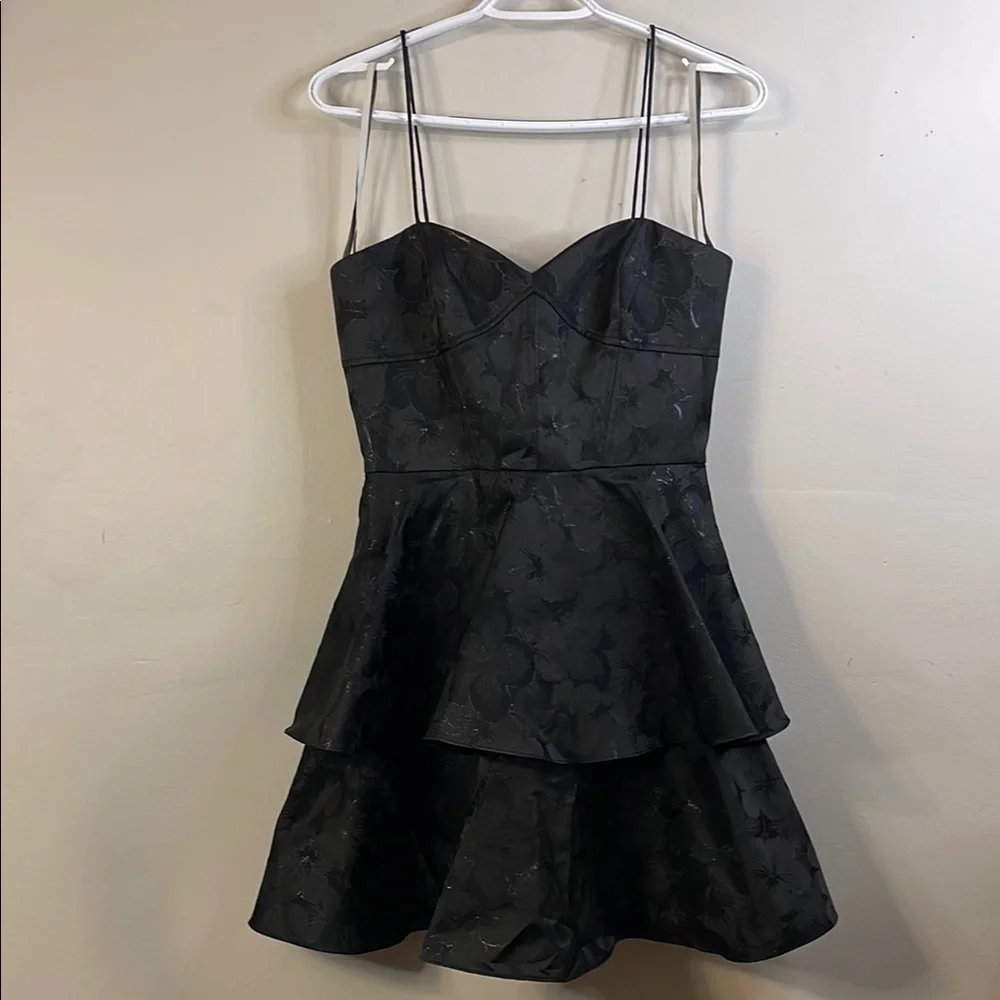 Monique Lhuillier Tiered Floral Mini Dress Size 4 #294 - Picture 2 of 5